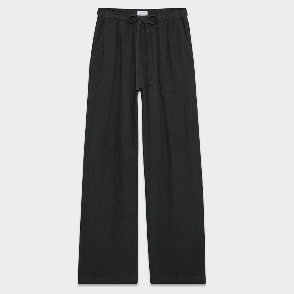 Black Wide Leg Cotton Pants